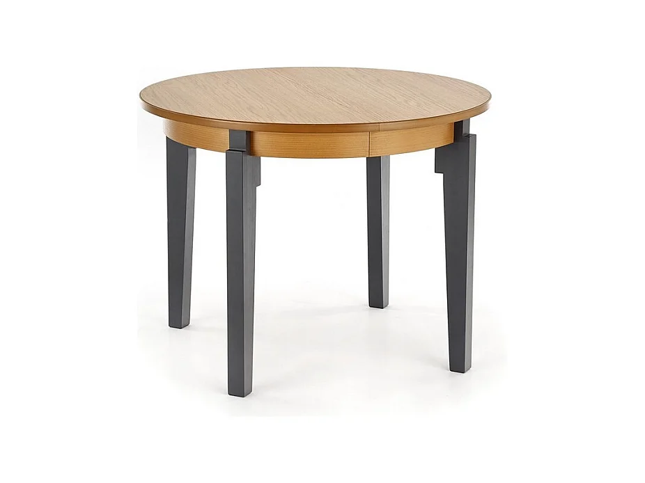 Table ronde extensible plateau style chêne avec pieds gris anthracite Cox