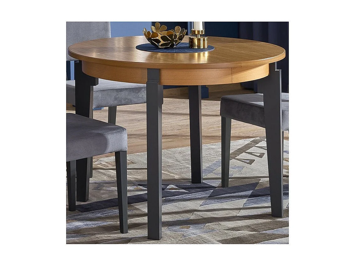 Mesa redonda extensible Cox de roble con patas gris antracita