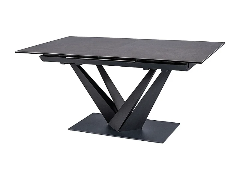 Mesa extensible de cerámica negra y metal cristal 160cm Rizo