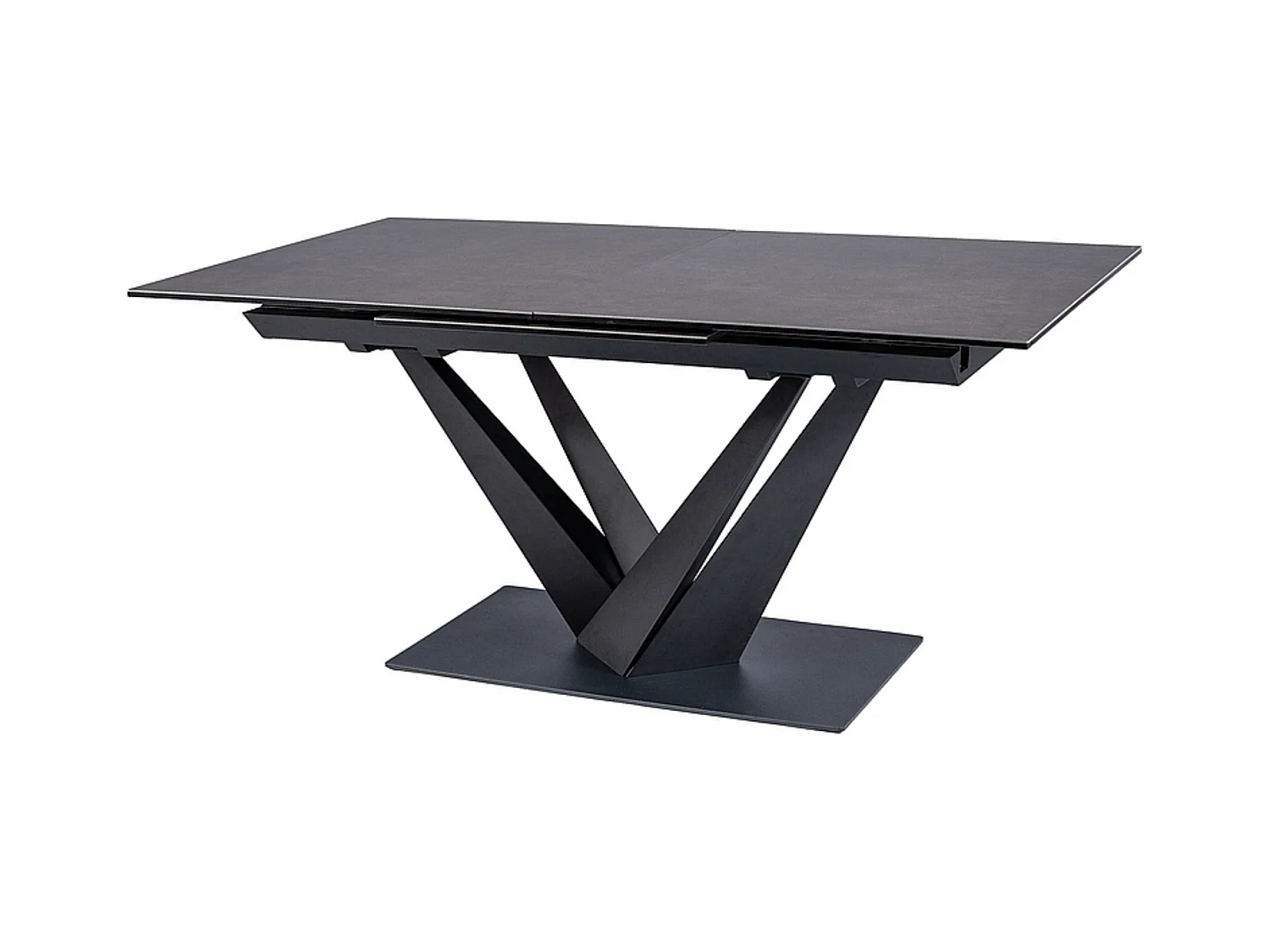 Table extensible métal verre et céramique noir 160cm Rizo