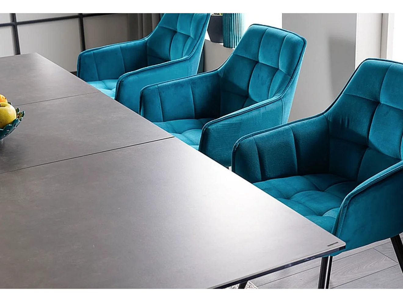 Table extensible métal verre et céramique noir 160cm Rizo