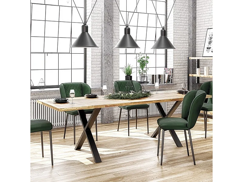 Table a manger extensible en chêne massif et métal 120cm Vinus - Rallonges (2x40cm)