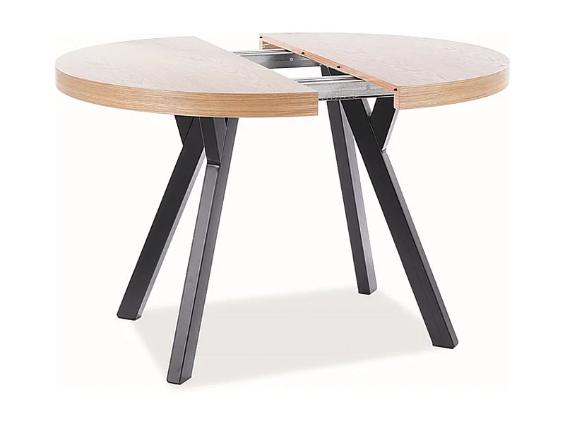 Tavolo da pranzo allungabile in metallo nero con impiallacciatura in legno 100cm Astra