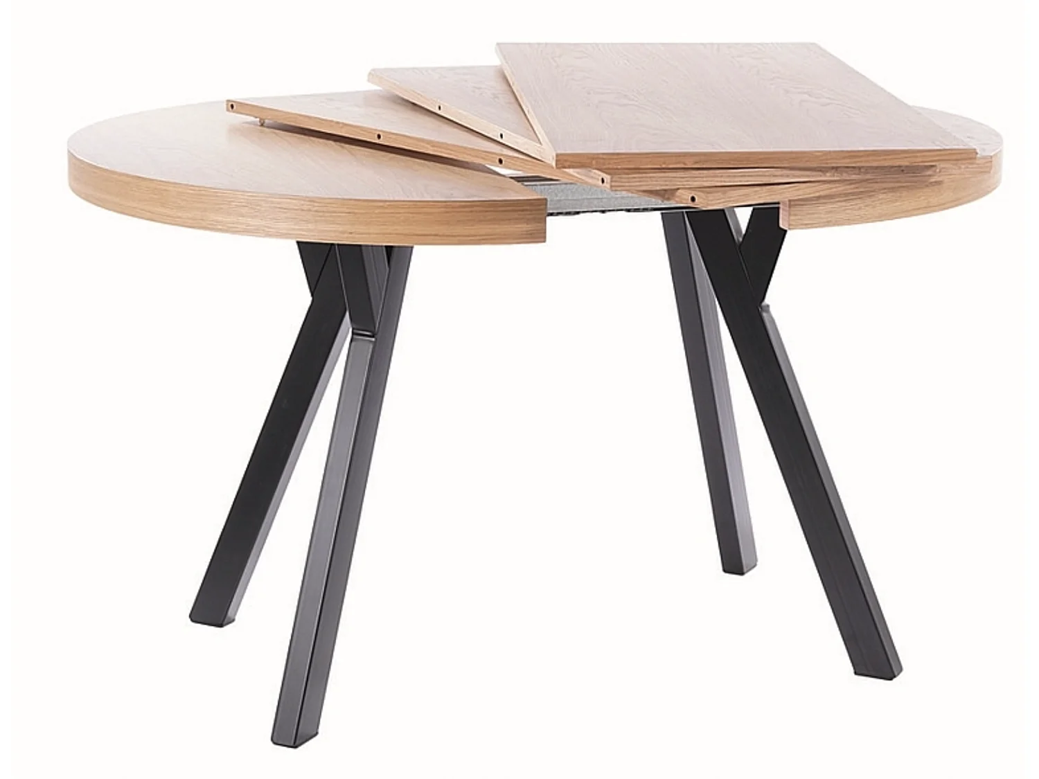 Table à manger extensible métal noir & placage bois 100cm Astra