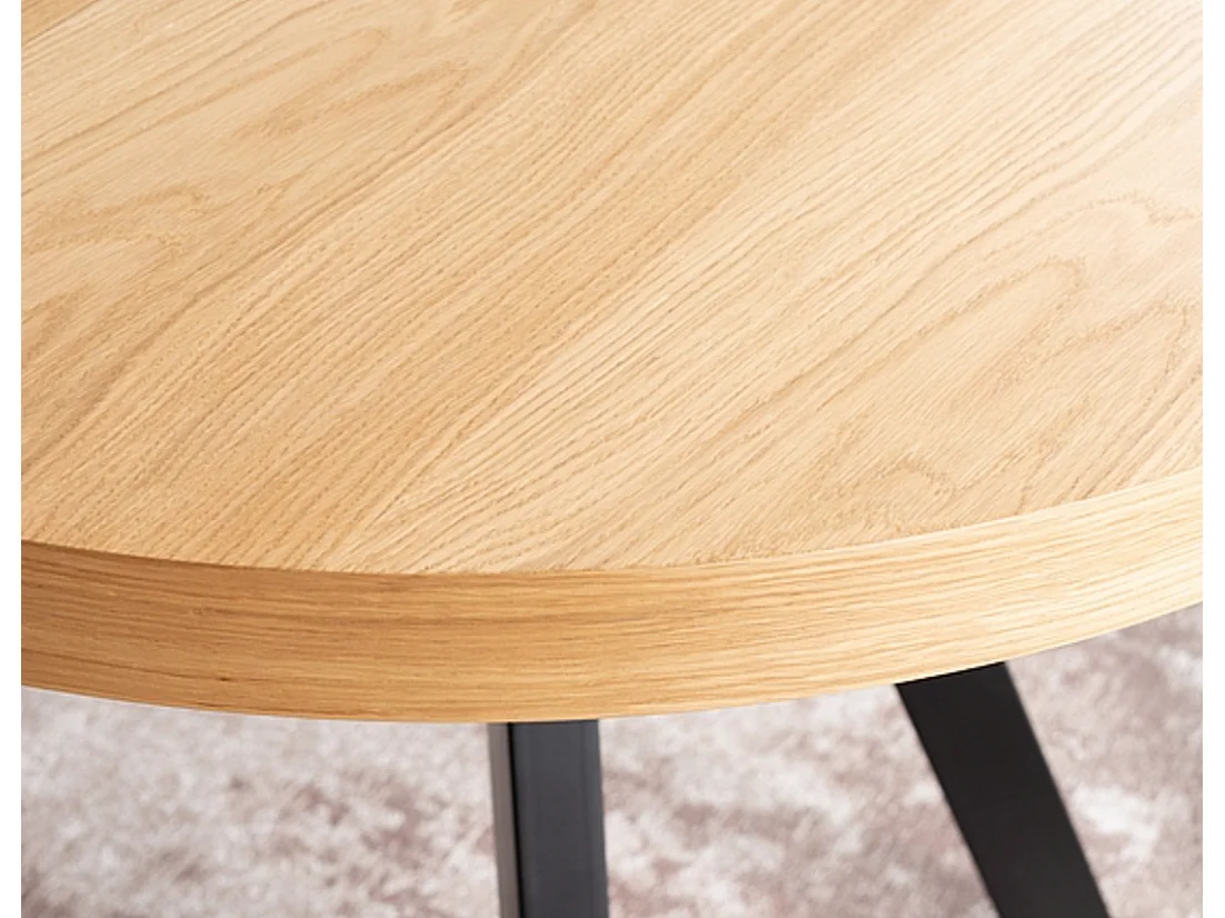 Table à manger extensible métal noir & placage bois 100cm Astra