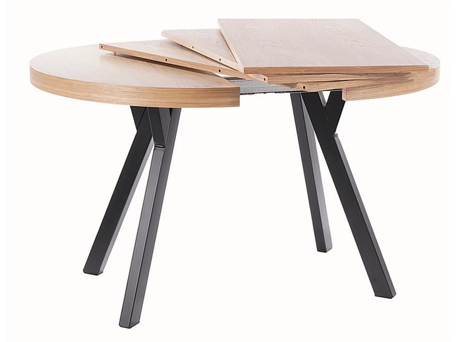 Table à manger extensible métal noir & placage bois 100cm Astra