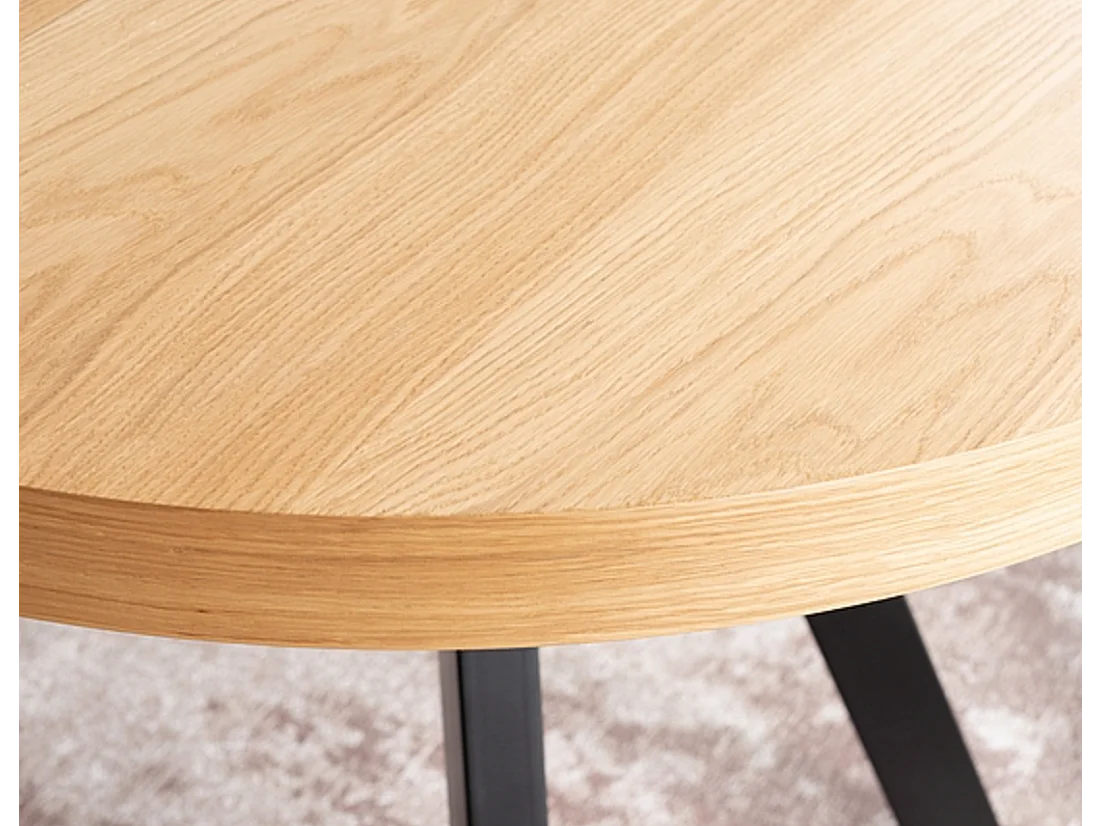 Table à manger extensible métal noir & placage bois 100cm Astra