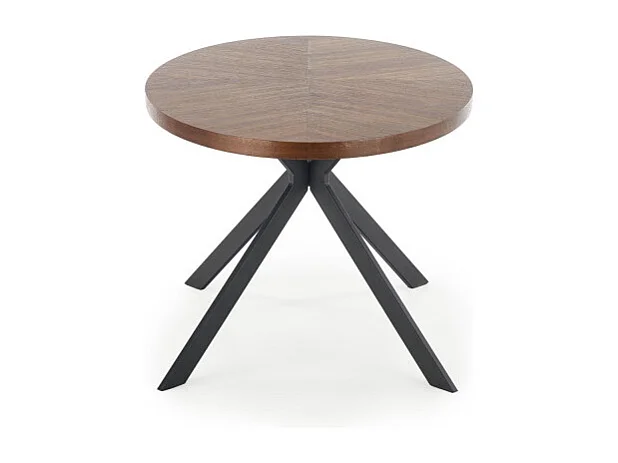 Tavolo da pranzo ovale con piano impiallacciato in noce e base in metallo nero design BENDIS