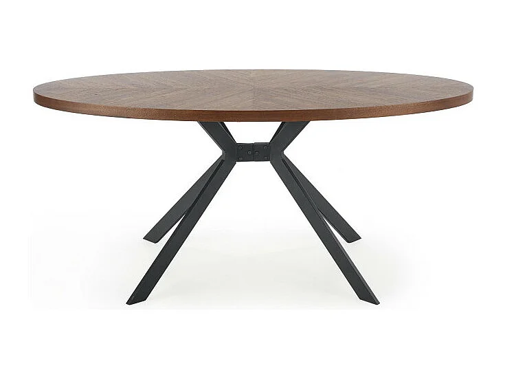 Tavolo da pranzo ovale con piano impiallacciato in noce e base in metallo nero design BENDIS