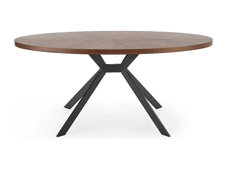 Tavolo da pranzo ovale con piano impiallacciato in noce e base in metallo nero design BENDIS