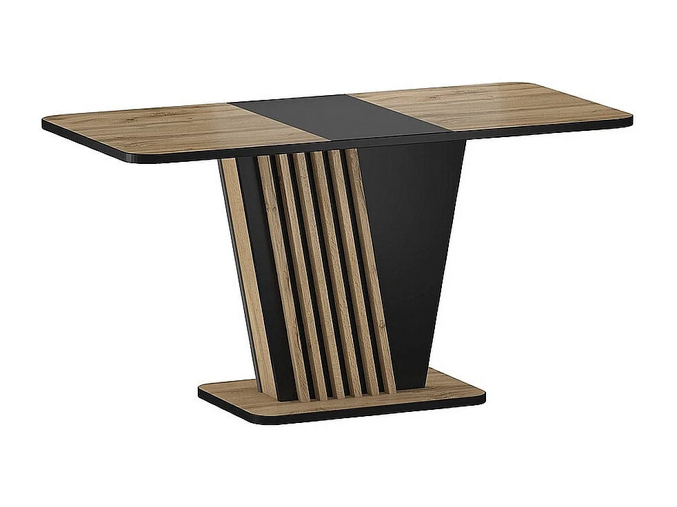 Table extensible 125-170 cm noire et aspect chêne avec pied design Helen