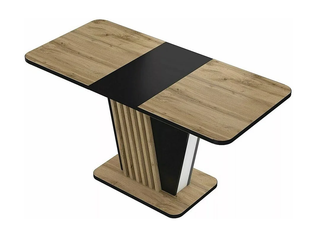 Table extensible 125-170 cm noire et aspect chêne avec pied design Helen