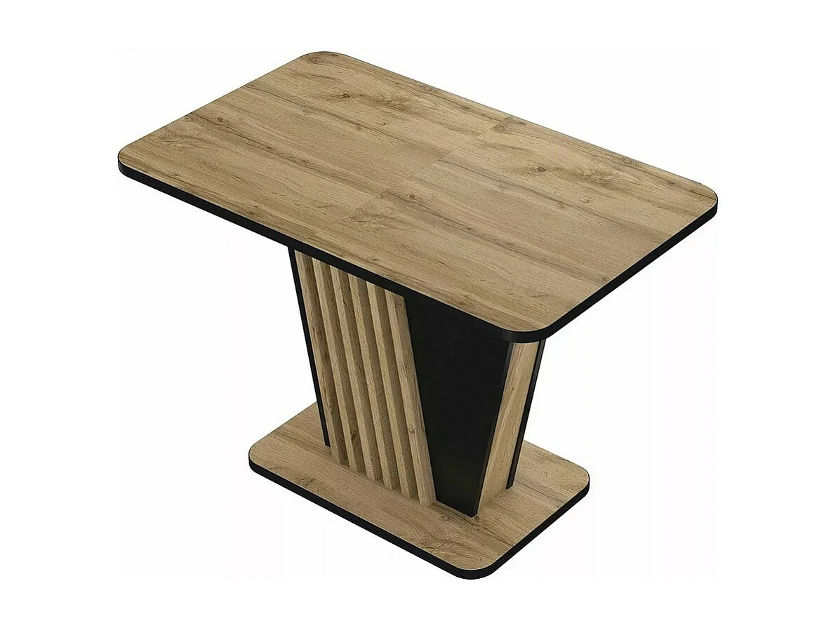 Table extensible 125-170 cm noire et aspect chêne avec pied design Helen