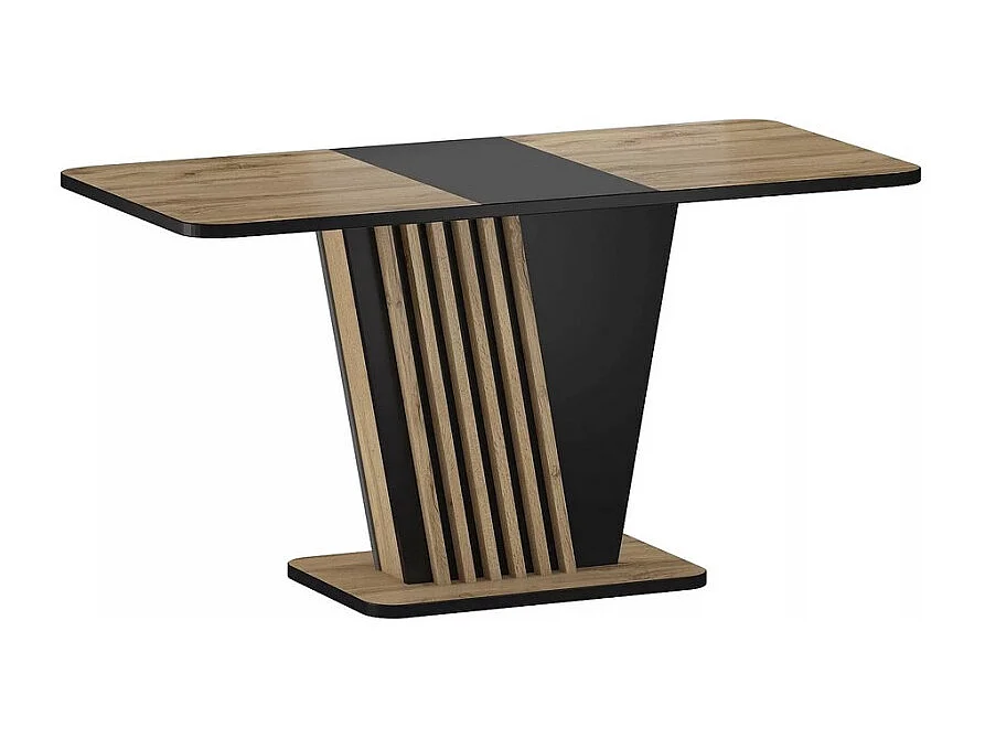 Table extensible 125-170 cm noire et aspect chêne avec pied design Helen