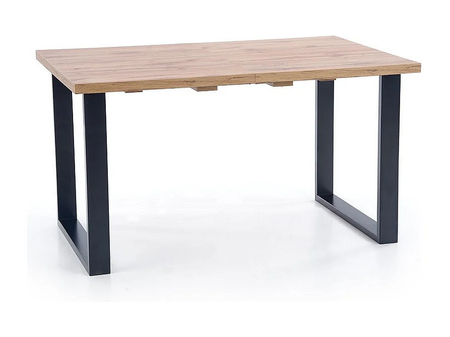 Table à manger industrielle extensible 160-210cm avec plateau aspect chêne et structure en métal noir Venice