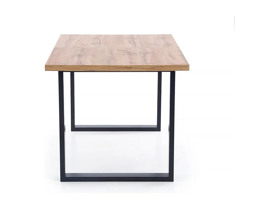 Table à manger industrielle extensible 160-210cm avec plateau aspect chêne et structure en métal noir Venice
