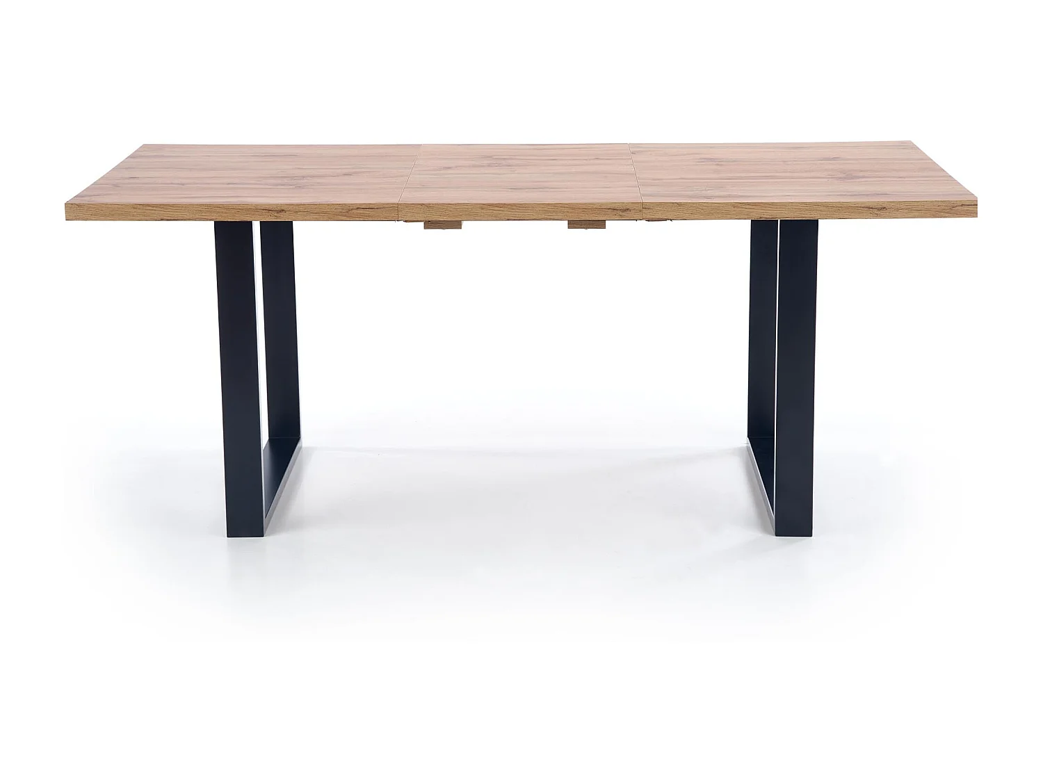 Table à manger industrielle extensible 160-210cm avec plateau aspect chêne et structure en métal noir Venice