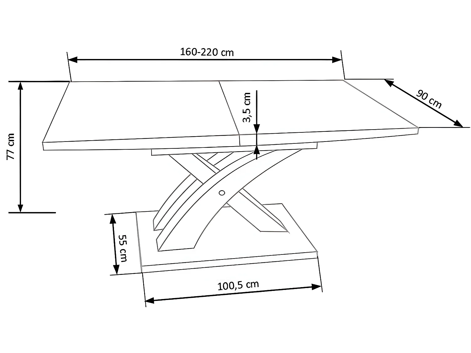 Table a manger blanche laquée avec rallonge 160-220cm Elvira