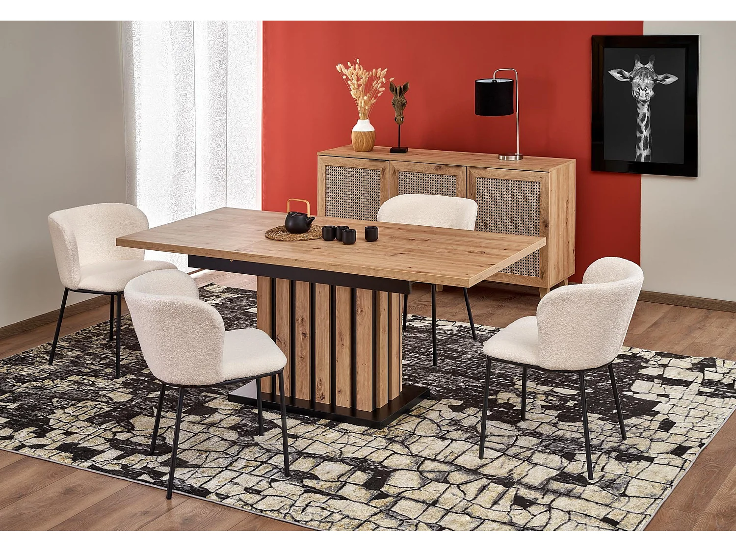 Tavolo da pranzo allungabile in rovere e nero 130 cm Celso