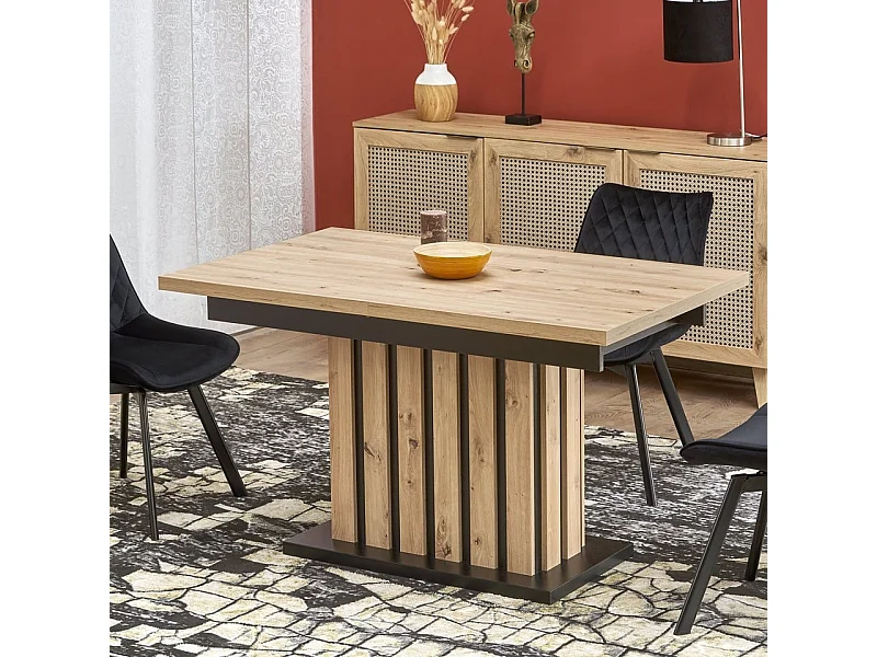 Table à manger extensible chêne et noir 130cm Celso