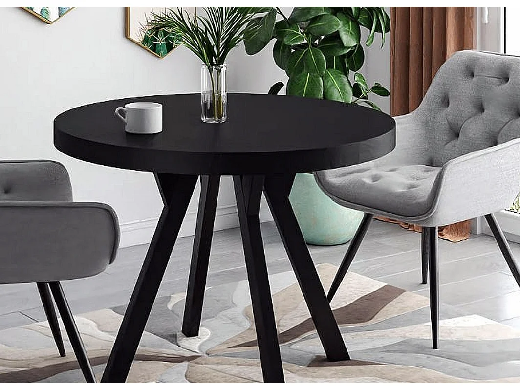 Tavolo da pranzo rotondo allungabile in metallo e legno impiallacciato 100 cm Astra