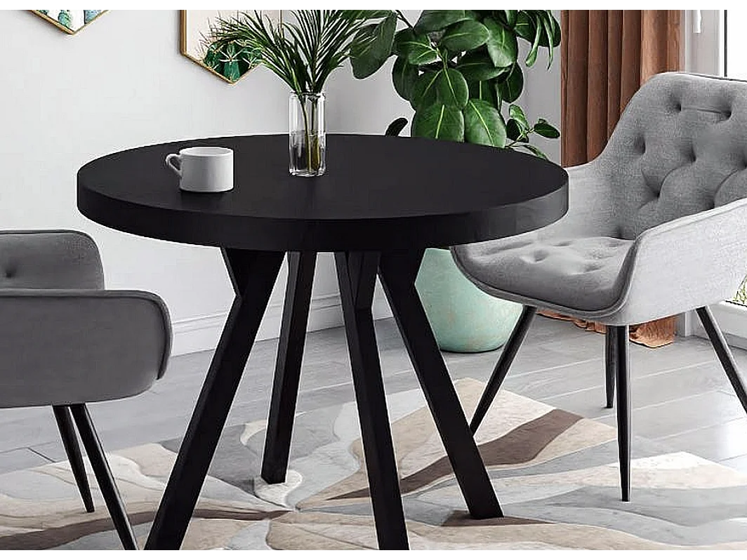 Table à manger ronde extensible métal et placage bois 100cm Astra