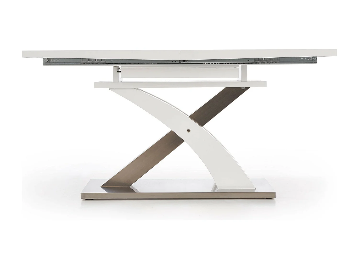 Tavolo da pranzo di design Cleo in laccato bianco e vetro con prolunga