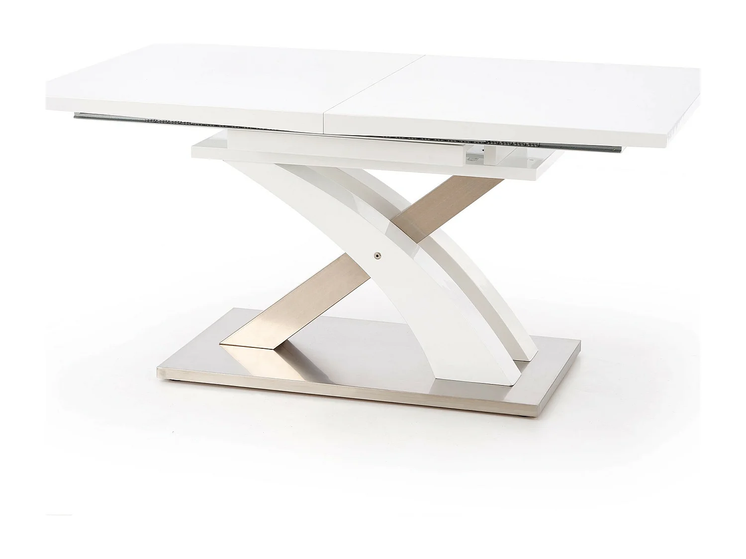 Tavolo da pranzo di design Cleo in laccato bianco e vetro con prolunga