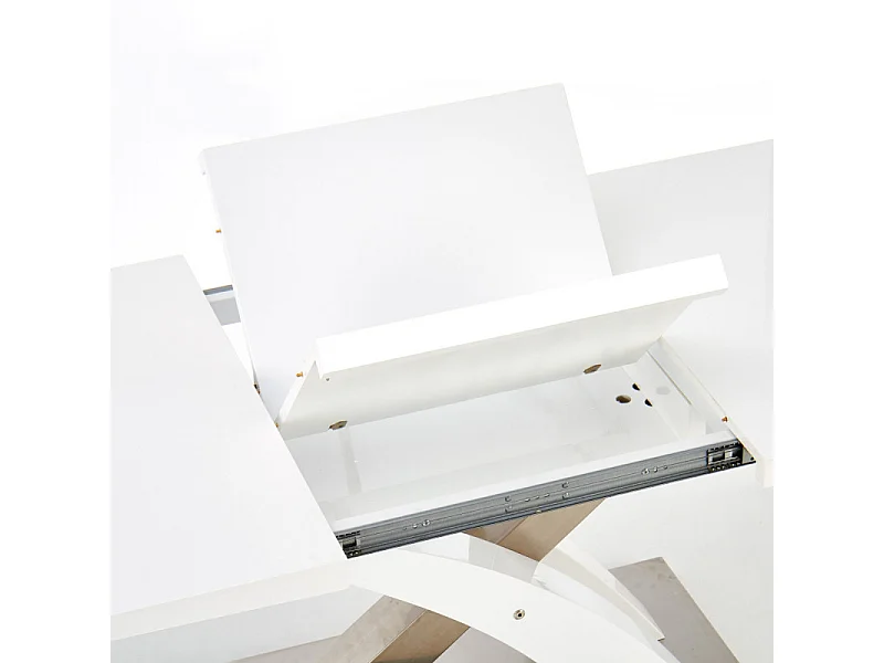 Tavolo da pranzo di design Cleo in laccato bianco e vetro con prolunga