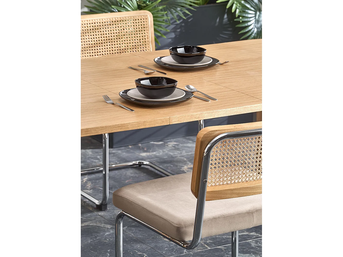 Table à manger extensible plaquée chêne 160-240cm Marthe