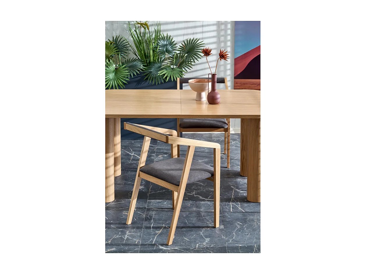 Table à manger extensible plaquée chêne 160-240cm Marthe
