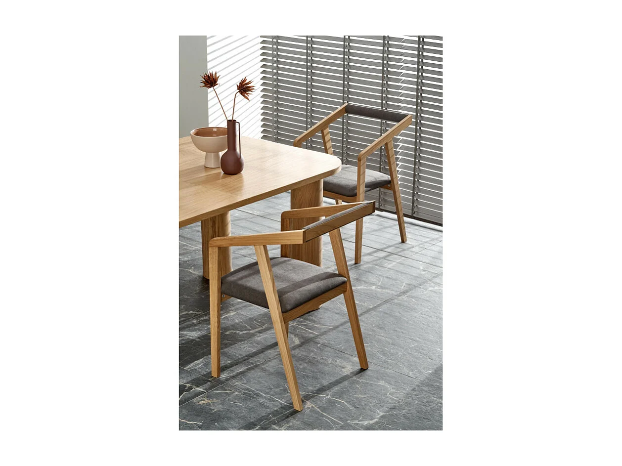 Table à manger extensible plaquée chêne 160-240cm Marthe