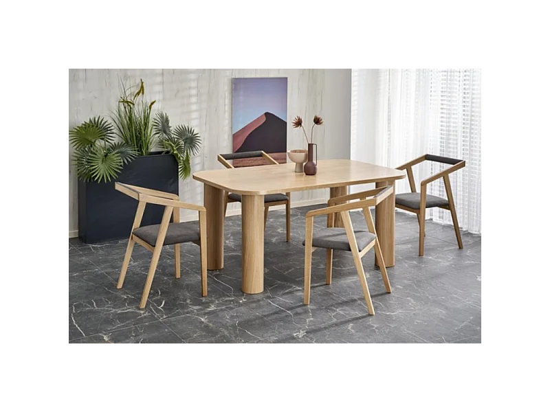 Mesa de comedor Marthe extensible chapada en roble 160-240cm