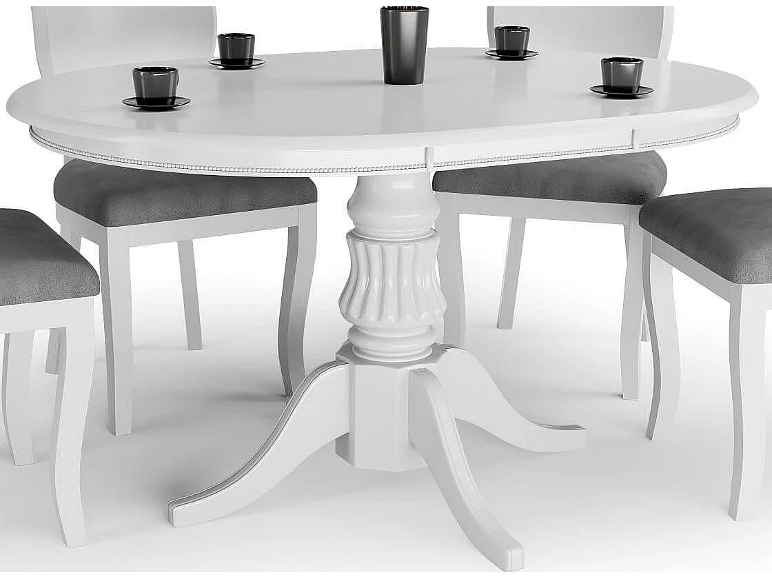 Mesa Windsor redonda extensible blanca con pata central