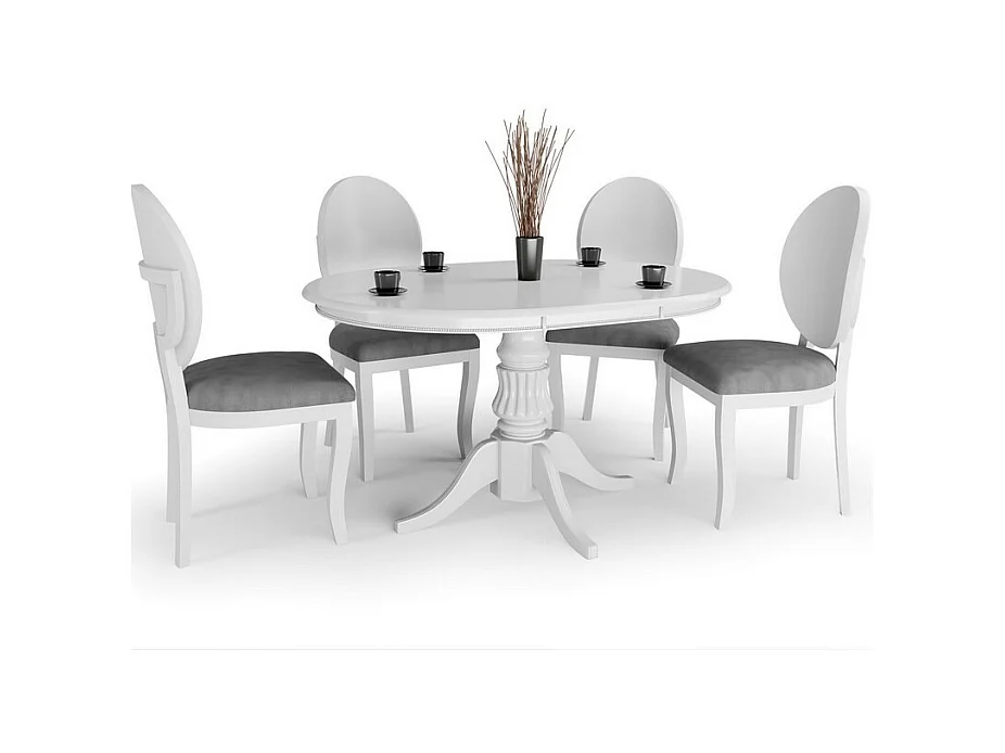 Table blanche ronde extensible avec pied central Windsor