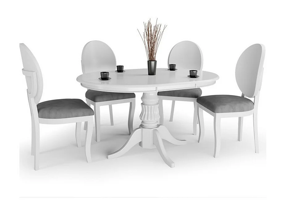 Mesa Windsor redonda extensible blanca con pata central