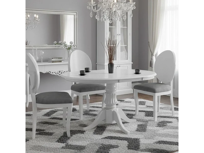 Table blanche ronde extensible avec pied central Windsor