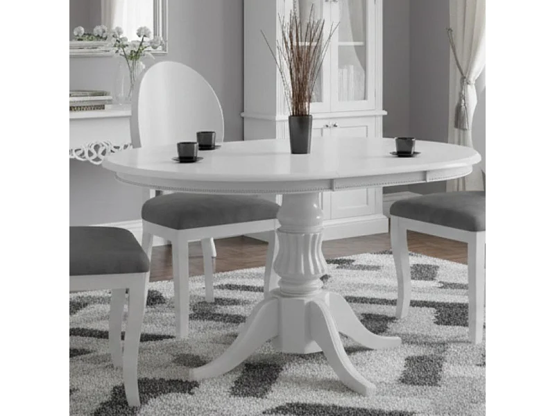 Table blanche ronde extensible avec pied central Windsor