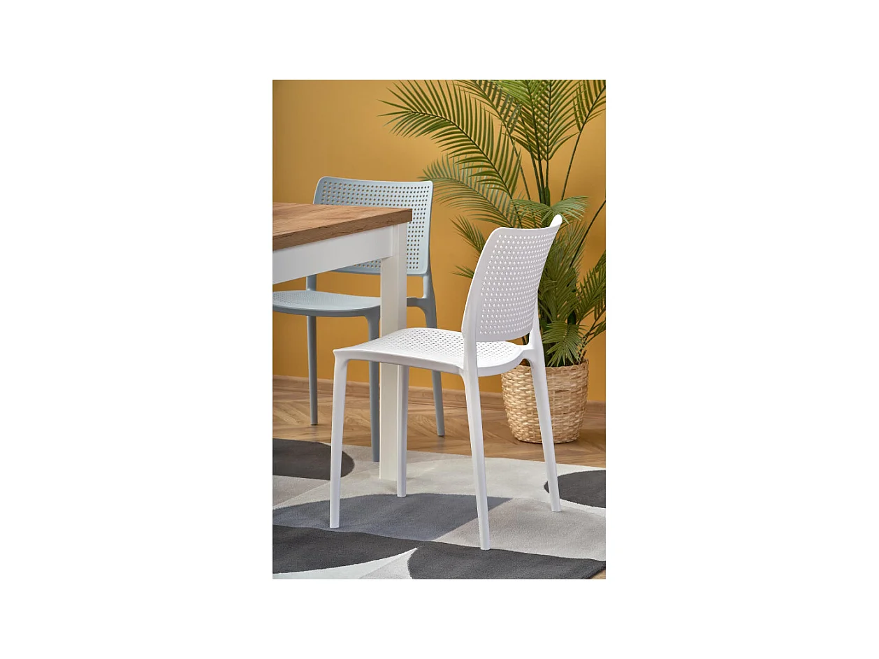 Table à manger extensible carrée blanc & chêne 90cm Brevla