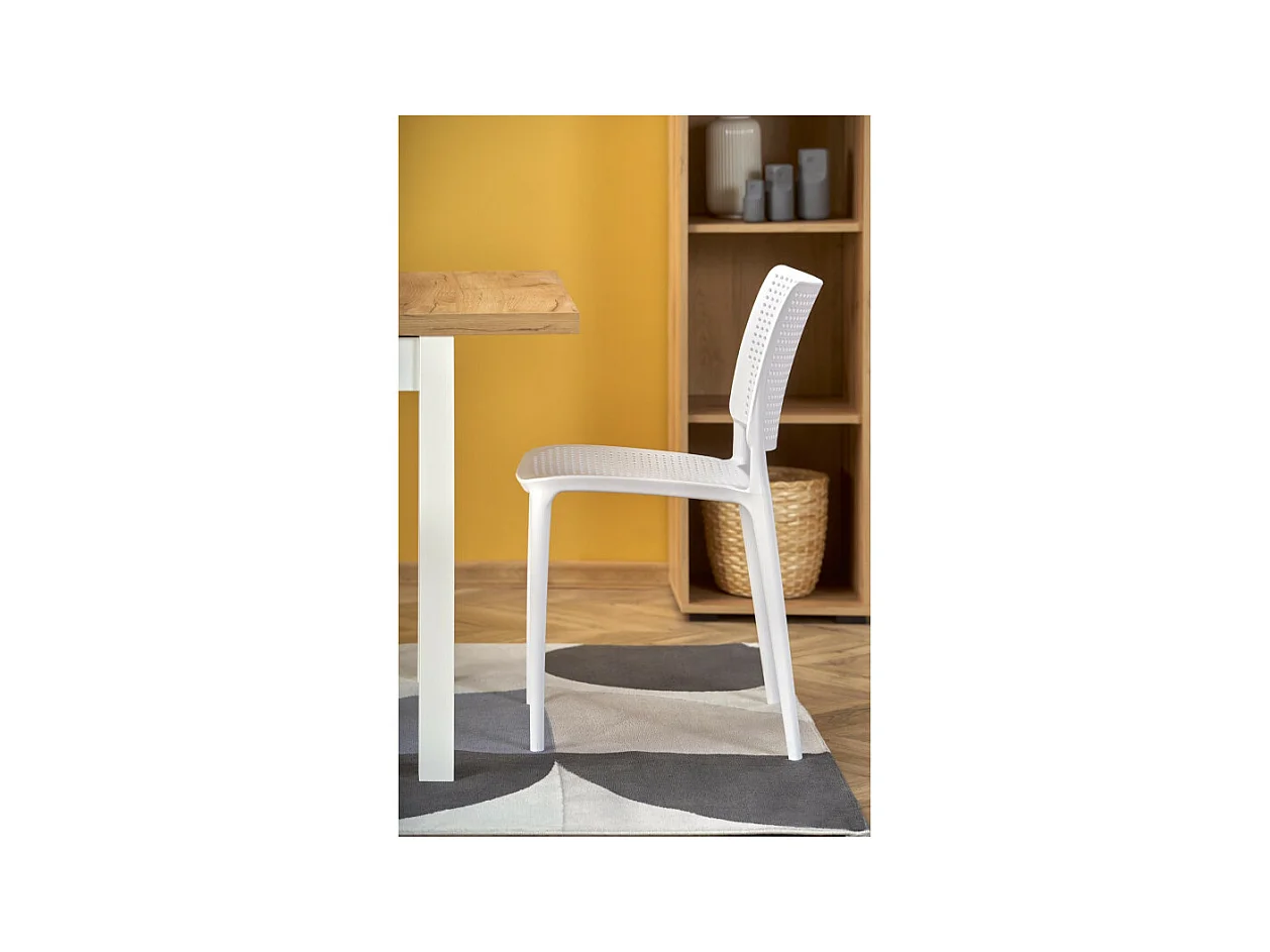 Table à manger extensible carrée blanc & chêne 90cm Brevla