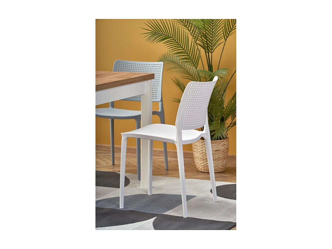 Table à manger extensible carrée blanc & chêne 90cm Brevla