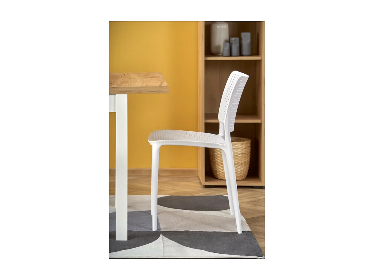 Table à manger extensible carrée blanc & chêne 90cm Brevla