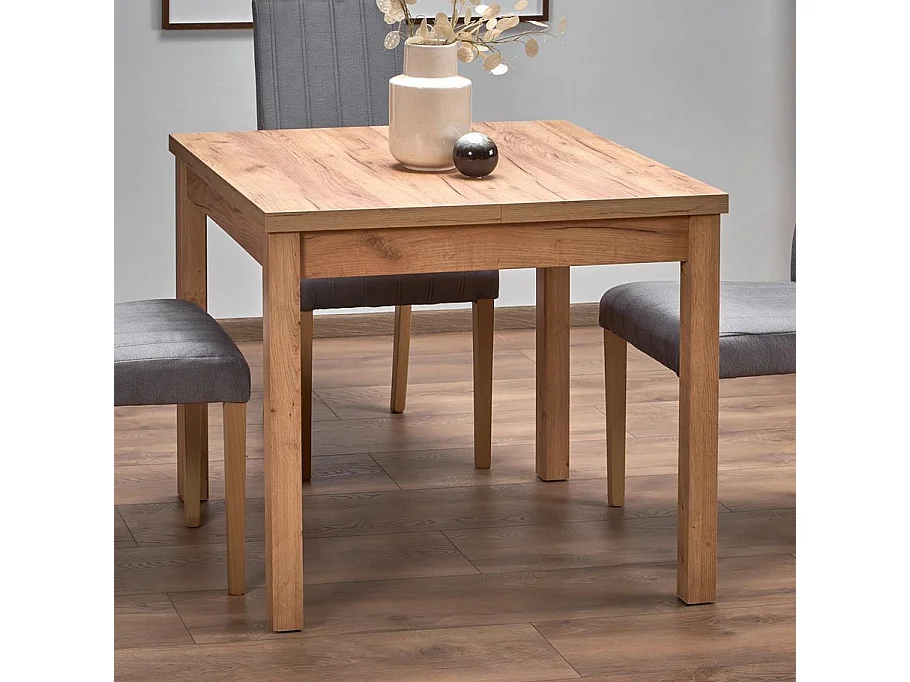 Table à manger extensible carrée couleur chêne 90cm Brevla