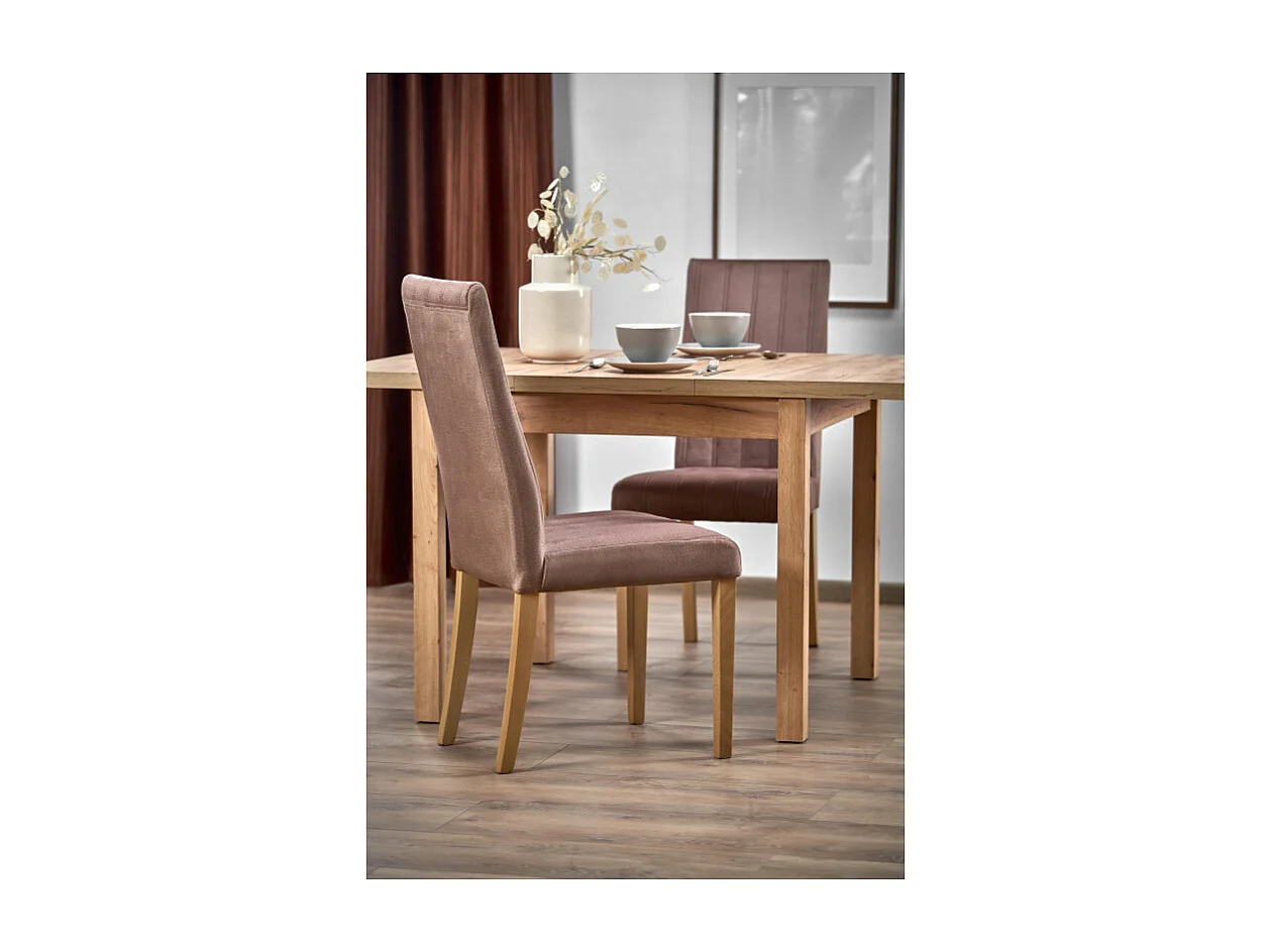 Table à manger extensible carrée couleur chêne 90cm Brevla