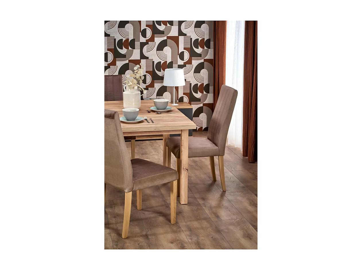 Table à manger extensible carrée couleur chêne 90cm Brevla