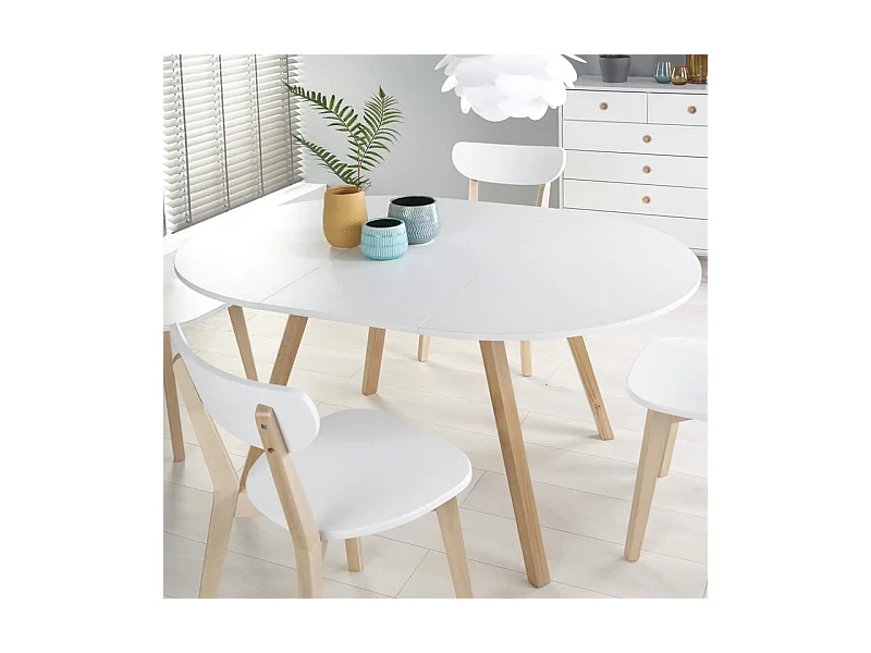 Table ronde scandinave avec rallonge 102cm Storend -