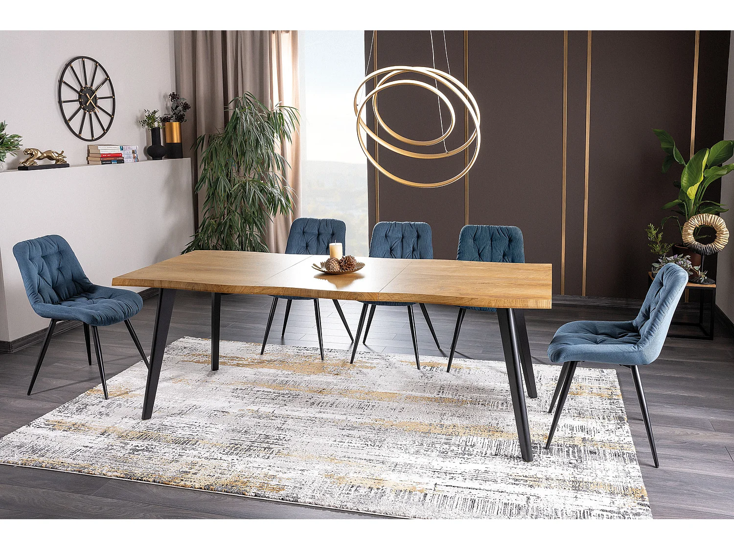 Tavolo di design allungabile Meno 150 cm in metallo nero e rovere verniciato