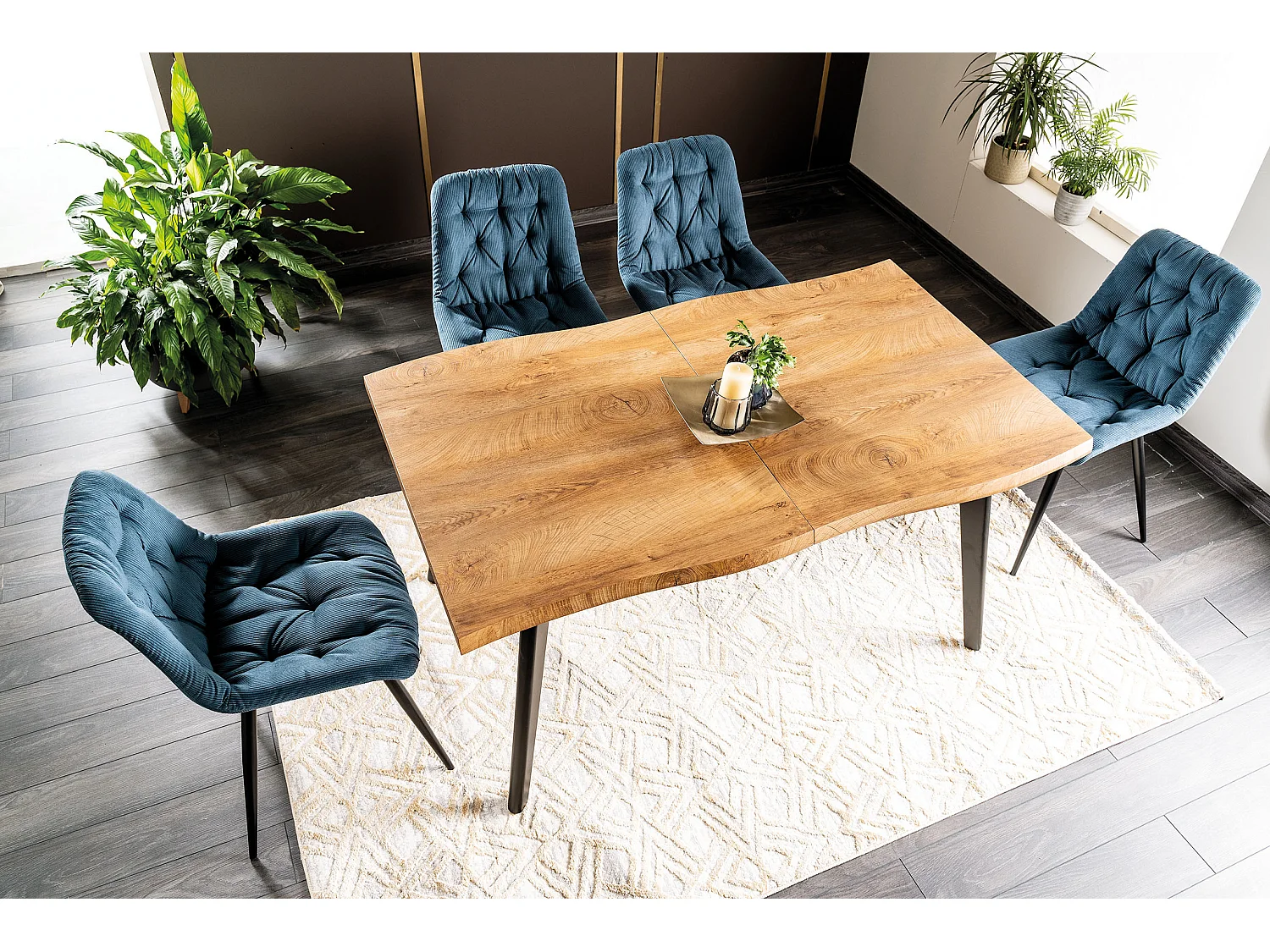 Tavolo di design allungabile Meno 150 cm in metallo nero e rovere verniciato