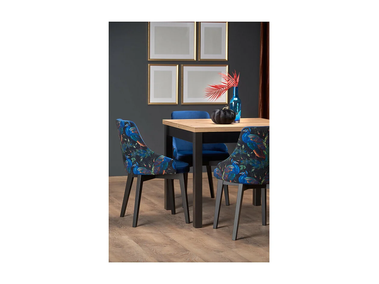 Table à manger extensible carrée noir & chêne 90cm Brevla