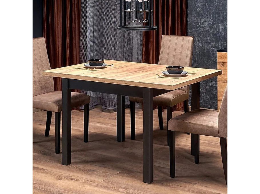 Table à manger extensible carrée noir & chêne 90cm Brevla